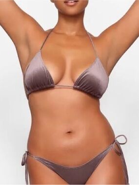 SKIMS Velvet Triangle Tie Bikini Top and Side-Tie Bottoms